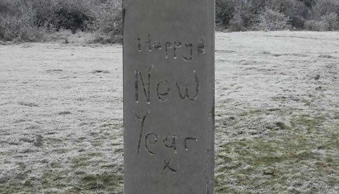 Happy New Year (anonymous text). Wiltshire, South England, United Kingdom. Photo by Chris Shering (CC-BY-4.0) 